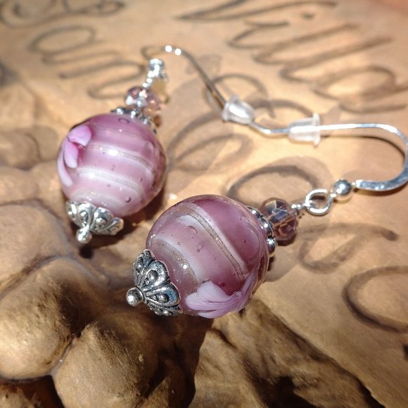 Classic artisanal earrings designed from millefiori Murano, Italy beads - Picture 5 of 5